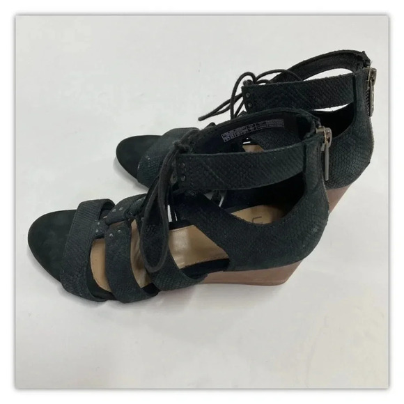 UGG Womens 1015067 Yasmin Snake Gladiator Wedge Sandal Black Leather Size 6 - Picture 6 of 8